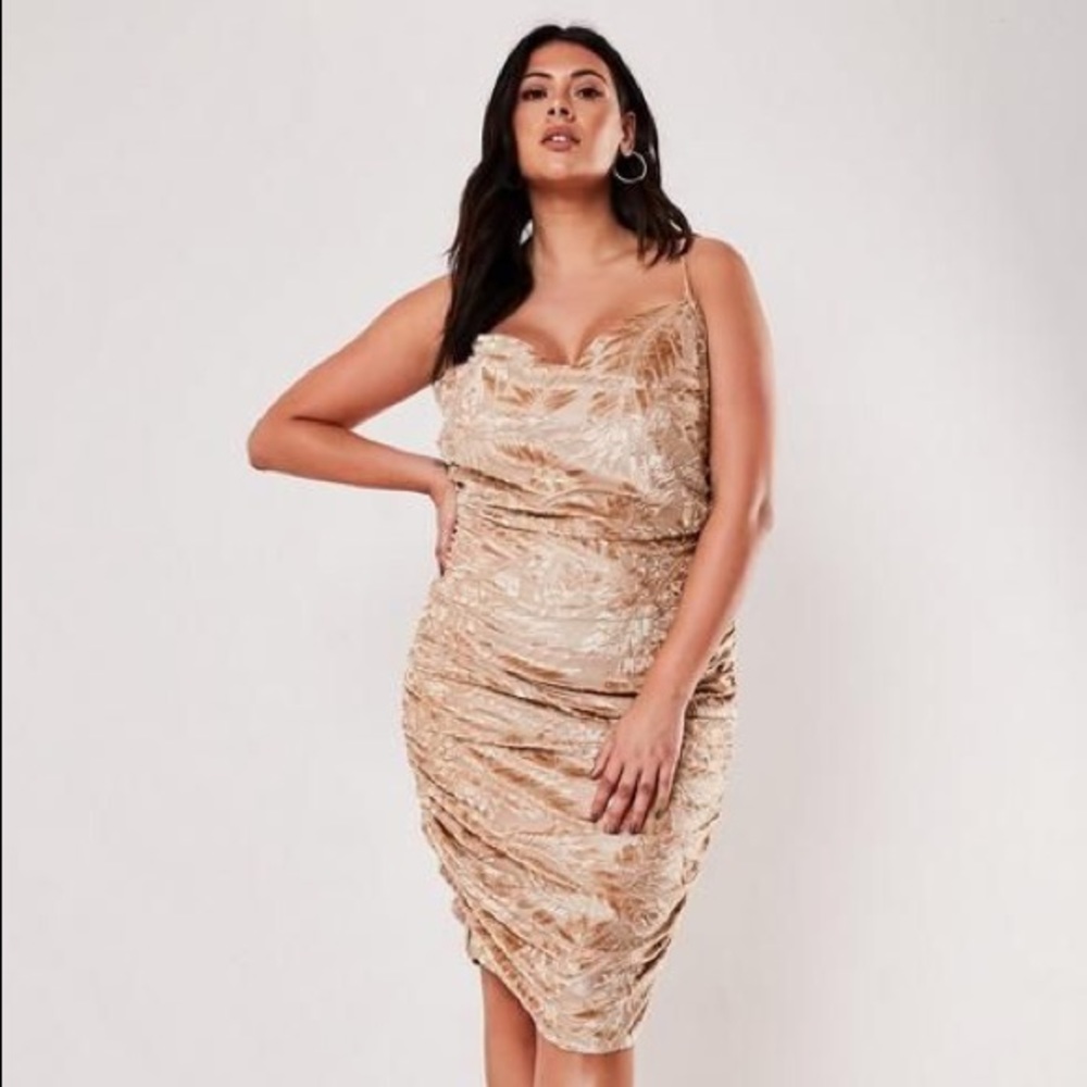 Nude Devore Ruched Slip Dress